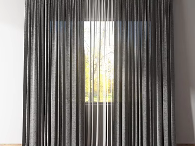 Modern Gray Light Filtering Curtains With Elegant Design For Home Window 3d model