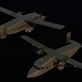 Twin Propeller Gray Passenger Plane With Wings Windows And Tail Section Design