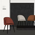 Contemporary Leisure Chairs in Red White Brown Hues with Black Legs Minimalist Grey Wall