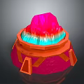 3D Scene Component With Pink Top Blue Green Flowing Area And Orange Pink Base