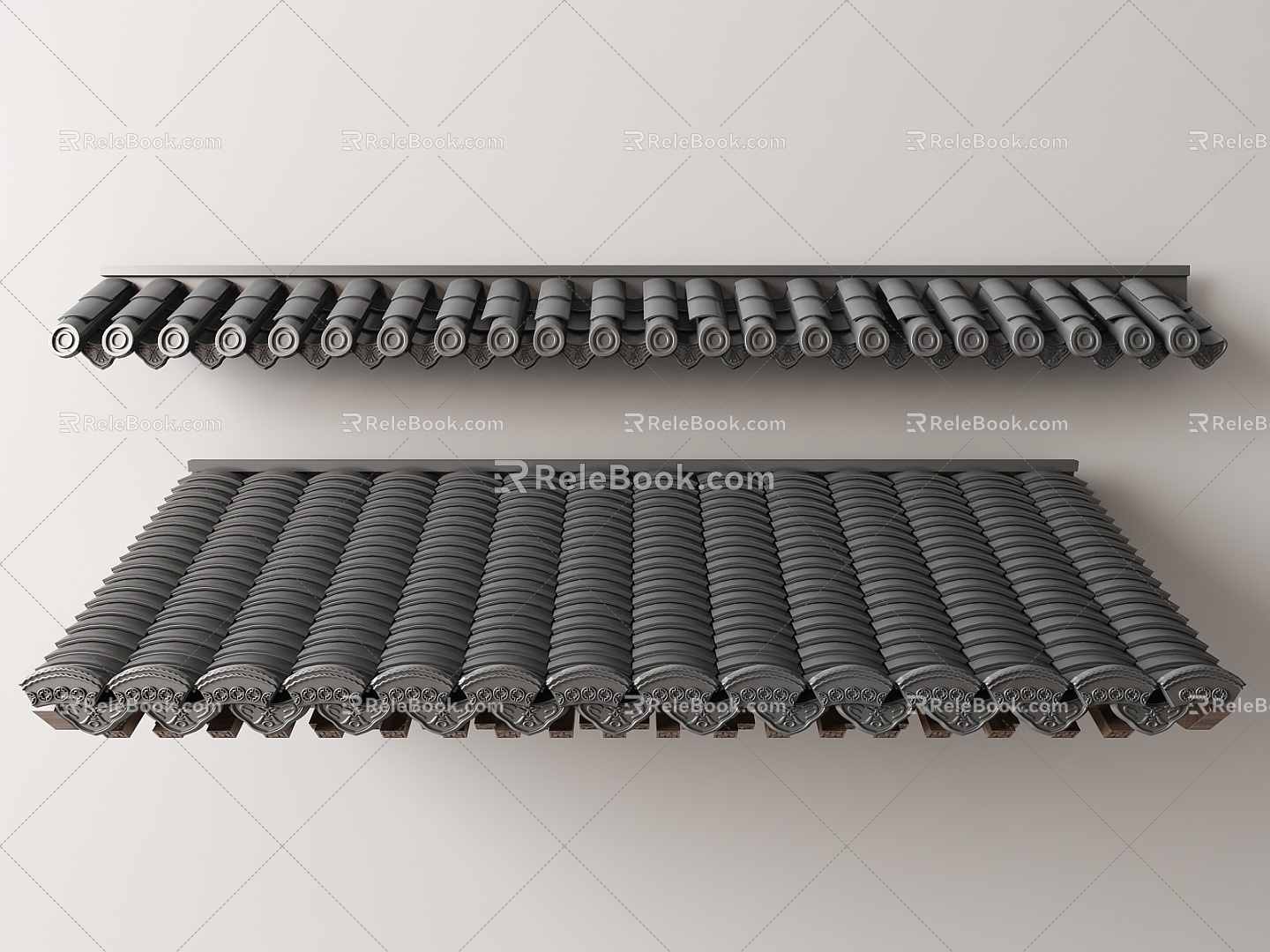 Chinese-style eaves building components 3d model