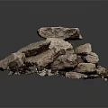 Large Natural Brown Stone Stacked Pile With Rough Surface Texture 3d model