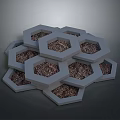 Stacked Gray Hexagonal Household Items With Brown Particles For Home Decor 3d model