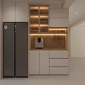 Modern Kitchen Sideboard with Glass Door Storage LED Lighting Coffee Machine and Drawers