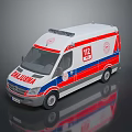 White Red Blue Striped Ambulance With 112 Emergency Sign California Medical Vehicle