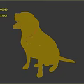 Yellow Labrador Dog Sitting With Tongue Out Wearing Red Collar On Dark Reflective Surface