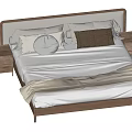 Modern Wooden Double Bed with White Sheets Pillows and Nightstands with Lamp