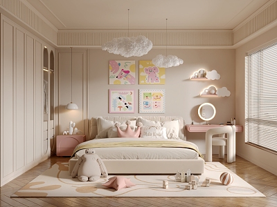 Cream wind bedroom model