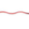 Man Creating Woven Design Using Pink And Light Brown Wooden Strips On White Background