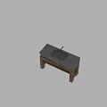 Rustic Stone Washbasin with Natural Texture Countertop and Solid Wooden Stand