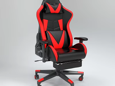 Ergonomic Black and Red Gaming Office Chair with Adjustable Armrests and Rolling Base 3d model