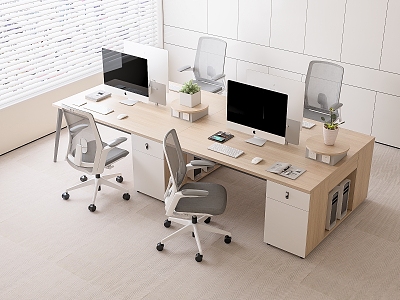 Modern Office Desk and Chair Office Desk and Chair Staff Station Computer Desk and Chair 3d model