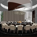Luxurious Modern Private Dining Room Interior With Round Table Elegant Chairs And Chandelier