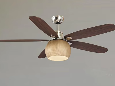Elegant Modern Ceiling Fan With Wooden Blades And Built In Light 3d model