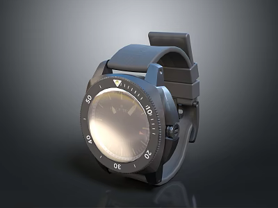 Stylish Black Watch with Silicone Strap Round Dial and Modern Design for Everyday Casual Wear 3d model