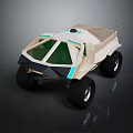Modern Military Vehicle With Geometric Exterior Green Windshield And Off Road Tires
