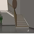 Modern Minimalist Staircase With Wooden Handrail And White Steps Indoor Home Interior Design