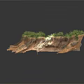 Modern Natural Terrain Model With Brown Substrate And Lush Green Vegetation 3d model