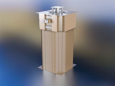 Futuristic Architecture Design Featuring Tall Geometric Structure With Metallic Exterior And Top Details 3d model