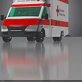 Red and White Emergency Ambulance with Red Cross Emblem 112 Number and Blue Lights