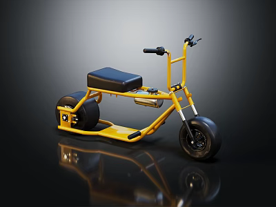 Yellow Three Wheeled Motorcycle With Black Seat Sturdy Frame And Modern Style 3d model