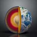 Earth Cross Section Showing Interior Layers Crust Mantle Core and Surface Oceans Continents 3d model