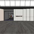 Modern Shopping Mall Store Interior With Marble Floor Gray Wall Linear Lights And Elevator 3d model