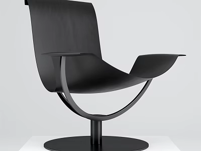 Modern Black Leisure Chair With Curved Metal Frame And Comfortable Upholstered Seat 3d model