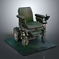 Modern Electric Wheelchair With Black Seat Armrests Control Panel And Green Mat Base