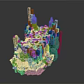 Modern 3D Model Of Weathered Stone Ruins With Brick Details And Tower Structures
