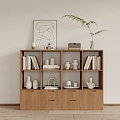 Nordic Style Bookcase Low Cabinet 3d model