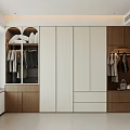 Elegant Modern Wardrobe Interior With Open Design White Wooden Drawers And Hanging Storage