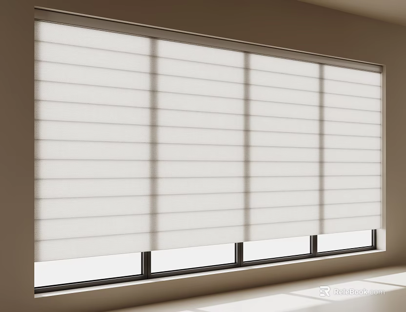 Modern White Venetian Blinds For Window With Light Filtering And Shadow Patterns 3d model 