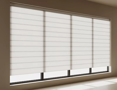 Modern White Venetian Blinds For Window With Light Filtering And Shadow Patterns 3d model