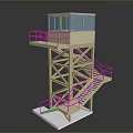 Scenic Watchtower Structure With Staircase Platform And Beige Metal Frame Design