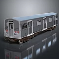 Gray Train Carriage With Windows Doors And Wheels On Reflective Surface