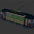 Vintage Tram Featuring Blue Roof Brown Body Windows Trolley Pole And Retro Design