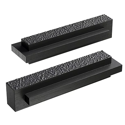 Modern Black Textured Door Handles Featuring Rectangular Design For Cabinet Furniture 3d model