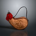 Leather Flask With Red Cover And Engraved Patterns For Daily Use