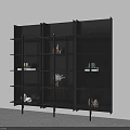 Modern Black Open Multi tier Shelving Unit With Decorative Items And Books 3d model