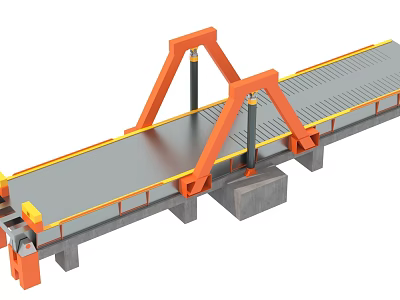Industrial Gantry Structure with Orange Supports and Gray Platform 3d model