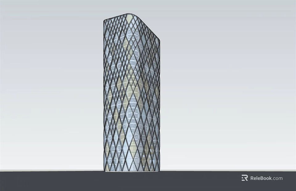 Modern High Rise Office Building Featuring Geometric Glass Facade Design 3d model 