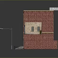 Red Brick Multi Story Building Model With Windows Chimney Fire Escape And Street Lamps