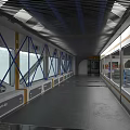 Industrial Factory Interior With Long Corridors Metal Frames Glass Windows And Metal Flooring