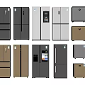Various Modern Refrigerators and Freezers With Different Door Styles And Stainless Steel Finishes