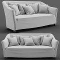 Modern Sectional Sofa With Plush Pillows And Upholstered Fabric Design 3d model