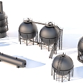 Spherical tank horizontal tank gas tank storage tank industrial equipment 3d model