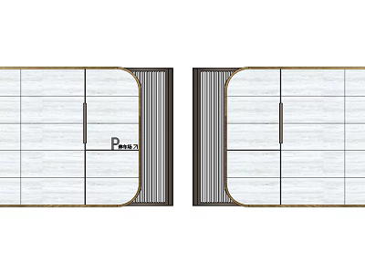 Modern Feature Wall Design With Wooden Panels Curved Grille And Symmetrical Layout 3d model