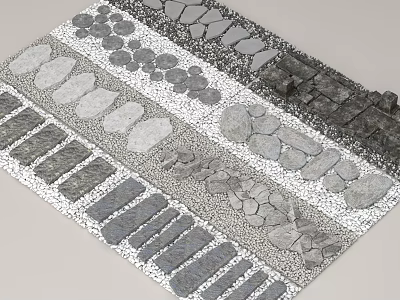 Natural Garden Stepping Stones Pathway Featuring Various Stone Materials And Artistic Layout 3d model