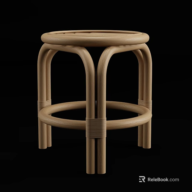 Scandinavian Single Chair Featuring Curved Wooden Legs And Woven Seat Design 3d model 